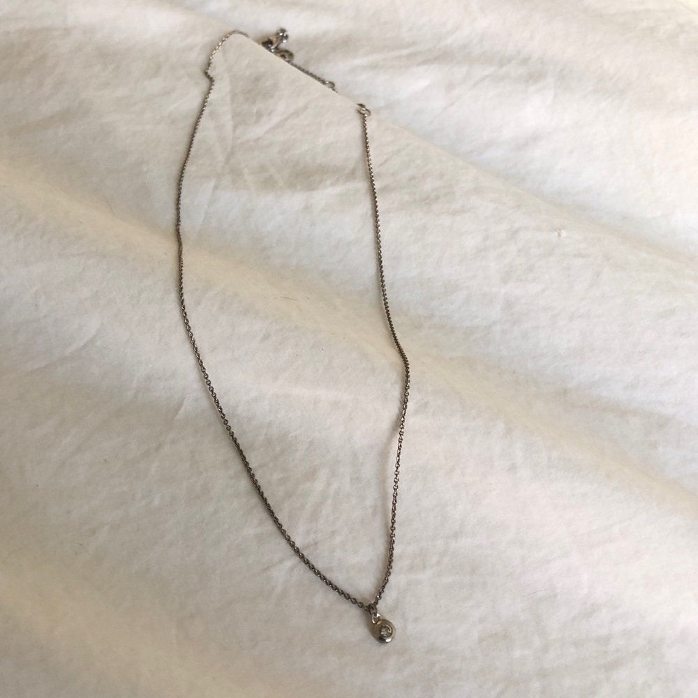 Cute Silver Necklace with Jewel